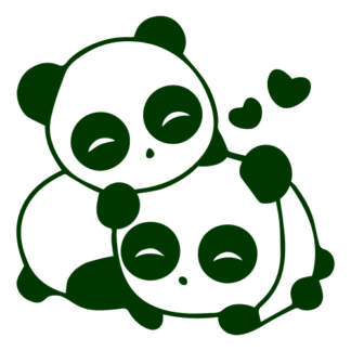 Cute Panda Couple In Love Decal (Dark Green)